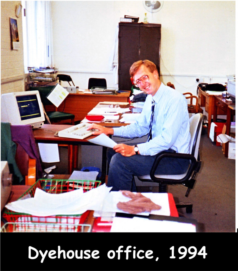 A photo of 'Dyehouse Office 1994' by James Atkins via the Fully Fashioned Memories Project