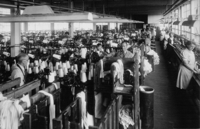 A photo of 'Circular Knit room c1949' by Hinckley & District Museum