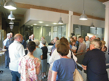 The guests begin their tour of the Atkins Building